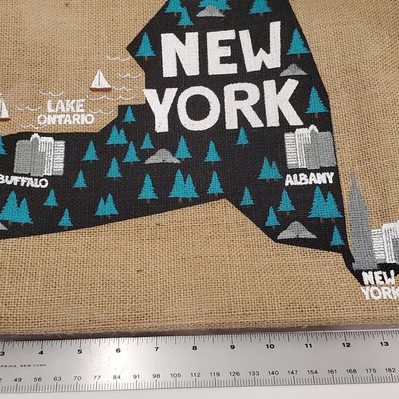 New York State Market Tote Bag-Straw-reusable-Shopping-17x12x6 inch-Souvenir-NWT - Picture 6 of 9